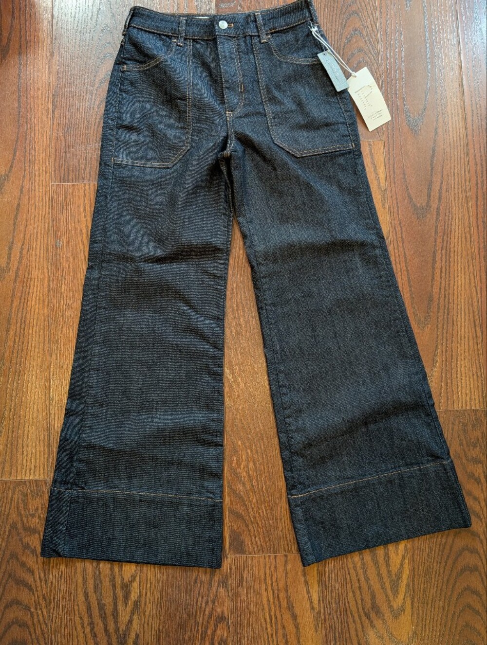 Pilcro Anthro New Women's Jeans Dark Indigo Flare Wide Leg Sz 28P Denim